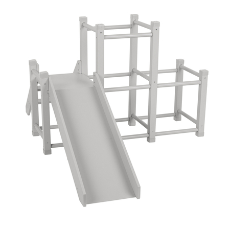 KiddyMoon wooden playground with a slide climbing frame for kids, Grey