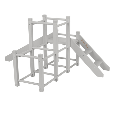 KiddyMoon wooden playground with a slide climbing frame for kids, Grey