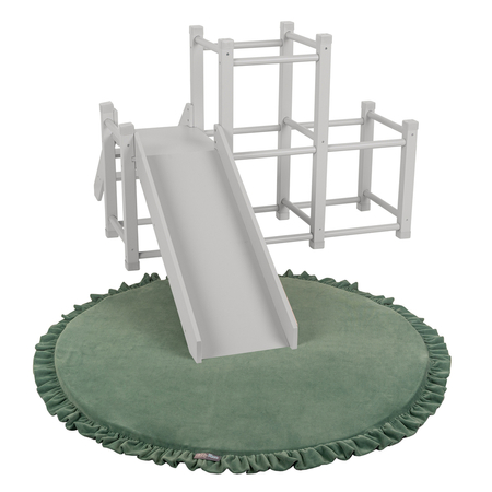 KiddyMoon wooden playground with a slide climbing frame for kids, Grey