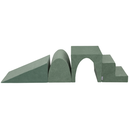 KiddyMoonFoam playground set VELVET - wedge L/ hill/ tunnel/ steps PPZV-244, Forest Green