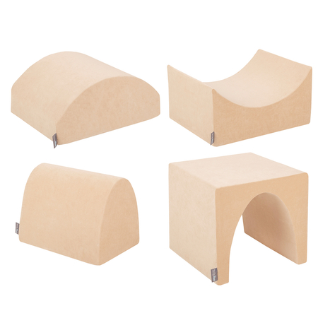 PPZV-234 KiddyMoon Foam playground sand beige VELVET  hill/ tunnel/ ramp L/ haftshaft L, Sand Beige