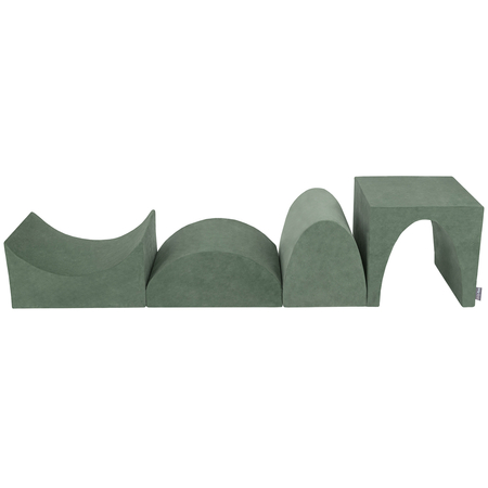 PPZV-234 KiddyMoon Foam playground sand beige VELVET  hill/tunnel/ramp L/haftshaft L, forest green, Multi-Size