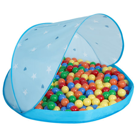 Play Tent Castle House Pop Up Ballpit Shell Plastic Balls For Kids, Blue Shell:Yellow-Green-Blue-Red-Orange