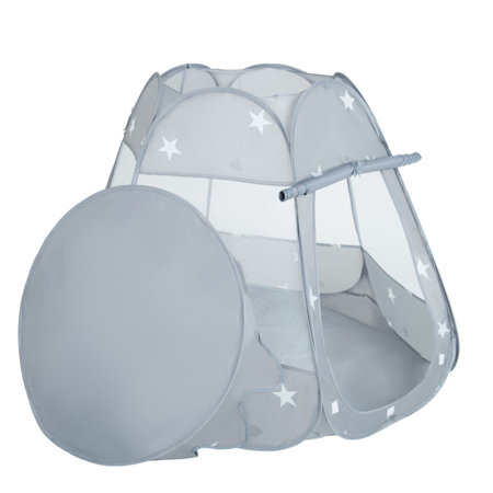 Play Tent Castle House Pop Up Ballpit Shell Plastic Balls For Kids, Grey: Grey/ White/ Babyblue