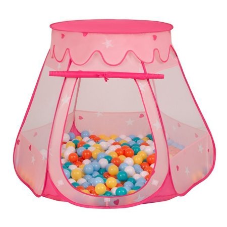 Play Tent Castle House Pop Up Ballpit Shell Plastic Balls For Kids, Pink:White-Yellow-Pink-Babyblue-Turquoise