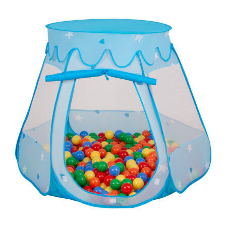 Play Tent For Kids Castle Baby Playhouse For Children With Colorful Balls Pop Up Perfect For Indoor And Outdoor Easy Set Up Includes Carry Bag, Blue: Yellow-Green-Blue-Red-Orange