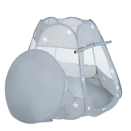 Play Tent For Kids Castle Baby Playhouse For Children With Colorful Balls Pop Up Perfect For Indoor And Outdoor Easy Set Up Includes Carry Bag, Grey: Grey-White-Transparent-Babyblue