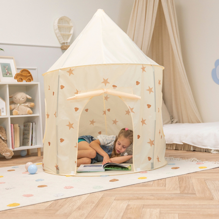 Play Tent For Kids Pavilion Playhouse Children Easy To Assemble Play Tent For Babies and Toddlers Pop up Play For Indoor And Outdoor, Light Beige