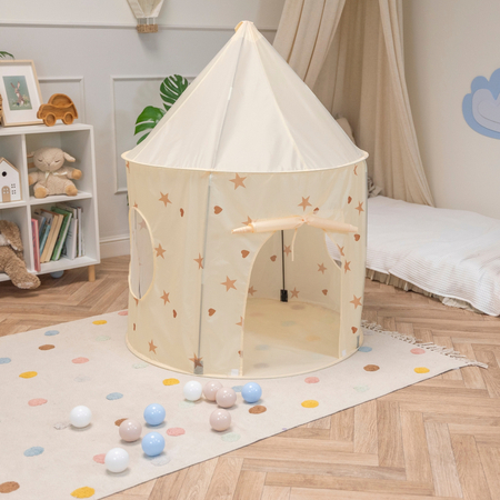 Play Tent For Kids Pavilion Playhouse Children Easy To Assemble Play Tent For Babies and Toddlers Pop up Play For Indoor And Outdoor, Light Beige