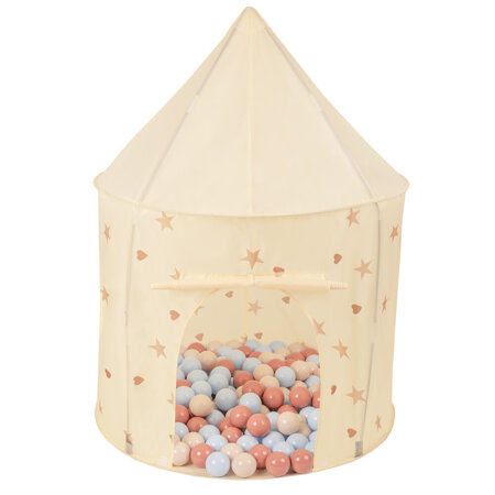 Play Tent For Kids Pavilion Playhouse Children Easy To Assemble Play Tent For Babies and Toddlers Pop up Play For Indoor And Outdoor, Light Beige:  Pastel Beige/ Pastel Blue/ Salmon Pink