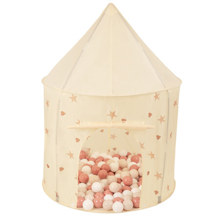 Play Tent For Kids Pavilion Playhouse Children Easy To Assemble Play Tent For Babies and Toddlers Pop up Play For Indoor And Outdoor, Light Beige:  Pastel Beige/ Salmon Pink/ White