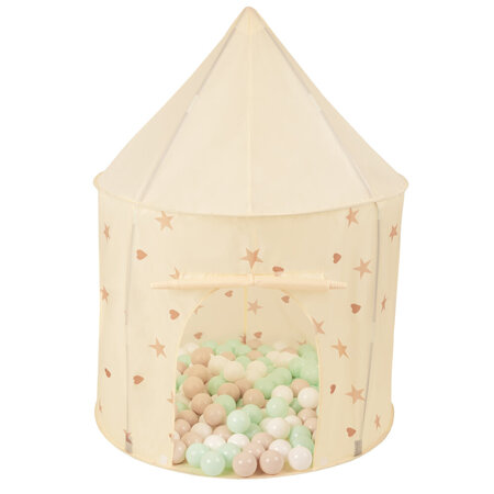 Play Tent For Kids Pavilion Playhouse Children Easy To Assemble Play Tent For Babies and Toddlers Pop up Play For Indoor And Outdoor, Light Beige:  Pastel Beige/ White/ Mint