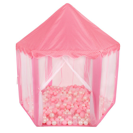 Play Tent Princess Castle with Balles 6 cm for Girls, Pink: Light Pink/ Pearl/ Transparent/ 