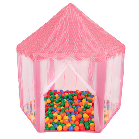 Play Tent Princess Castle with Balles 6 cm for Girls, Pink: Yellow/ Green/ Blue/ Red/ Orange