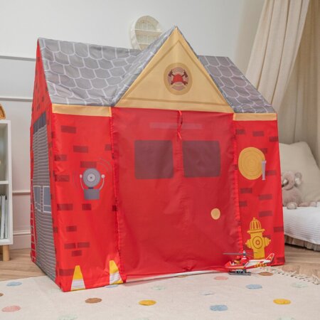 Playhouse For Kids Fire Station Durable And Easy To Assemble Encourages Imaginative Play With Spacious Interior Safe Materials For Indoor And Outdoor Adventures, Red