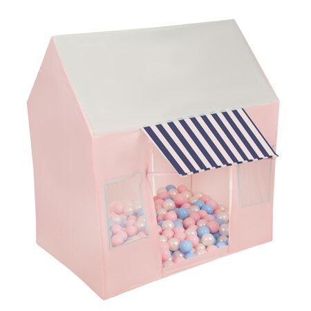 Playhouse Play Tent Foldable for Children Durable Breathable Material for Kids Portable Easy to Assemble For Indoor and Outdoor Compact Design for Creative Imaginative, pink-mint: baby blue/powder pink/pearl, 600 Balls