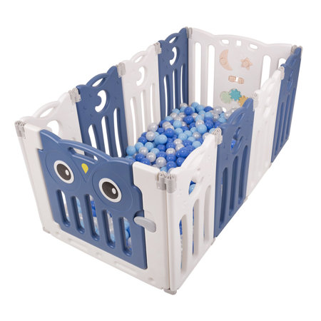 Playpen Box Foldable for Children with Plastic Colourful Balls, White-Blue: Babyblue/ Blue/ Pearl