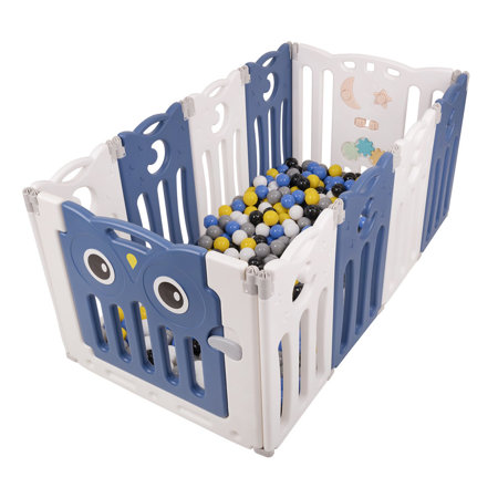 Playpen Box Foldable for Children with Plastic Colourful Balls, White-Blue: Black/ White/ Grey/ Blue/ Yellow