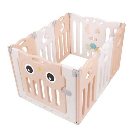 Playpen Box Foldable for Children with Plastic Colourful Balls, White-Pink