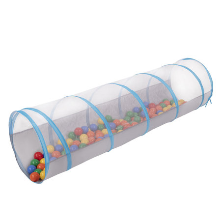 Pop-Up Play Crawl Tunnel with balls for Toddlers Kids, Grey And Blue:  Yellow/ Green/ Blue/ Red/ Orange