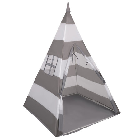 Teepee Tent for Kids Play House Indoor Outdoor Tipi, Grey And White Stripes