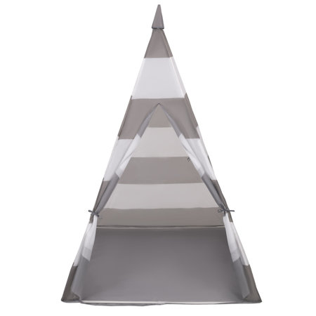 Teepee Tent for Kids Play House With Balls Indoor Outdoor Tipi, Grey-White Stripes:  White/ Grey/ Light Pink