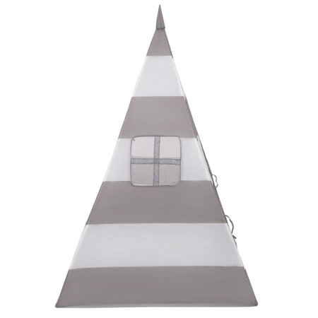 Teepee Tent for Kids Play House With Balls Indoor Outdoor Tipi, Grey-Whitestripes:  Grey/ White/ Transparent/ Babyblue