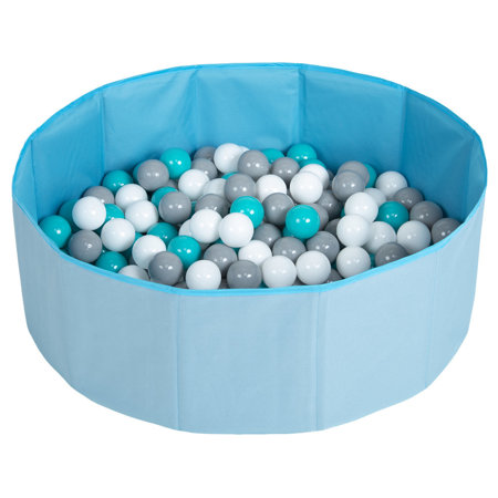 children colourfull foldable ballpit plastic balls, Blue: White/ Grey/ Turquoise
