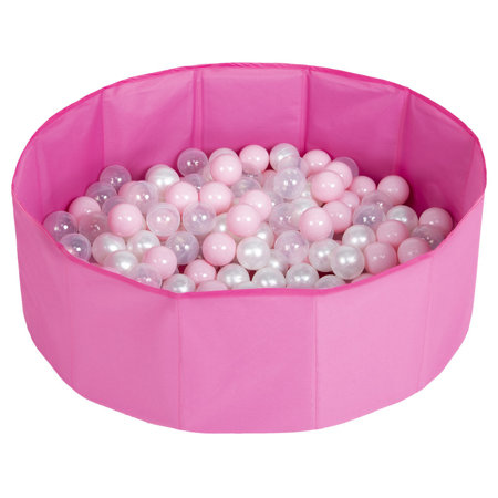 children colourfull foldable ballpit plastic balls, Pink: Powderpink/ Pearl/ Transparent