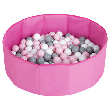 children colourfull foldable ballpit plastic balls, Pink: White/ Grey/ Powderpink