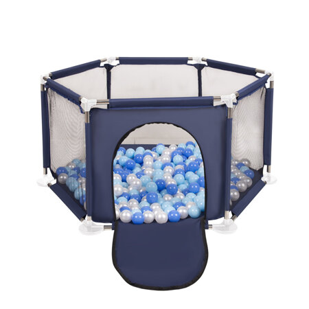 hexagon 6 side play pen with plastic balls, Blue: Babyblue/ Blue/ Pearl
