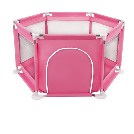 hexagon 6 side play pen with plastic balls , Pink: Powder Pink/ Pearl/ Transparent