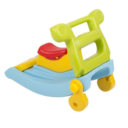 safe colourful kids plastic rocker slide 2 in 1, Blue-Yellow-Green