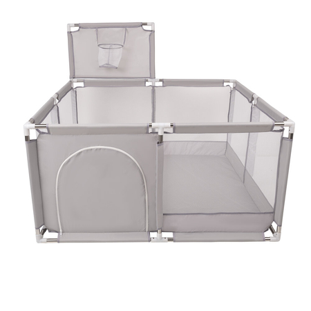 square play pen filled with plastic balls basketball, Grey: Grey/ White/ Transparent/ Babyblue