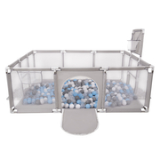Baby Playpen Big Size Playground with Plastic Balls for Kids, Grey: Grey/ White/ Transparent/ Babyblue