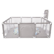 Baby Playpen Big Size Playground with Plastic Balls for Kids, Grey: Pearl/ Grey/ Transparent/ Mint