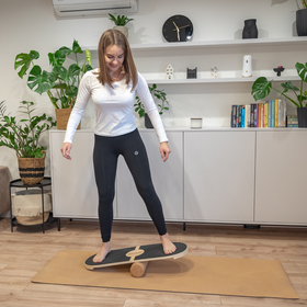 Balance Board For Adults And Kids Wooden Roller Board Gymnastics Training And Coordination Exercises Fitness Yoga Stability Sport Physiotherapy Workout - Available with mat and without mat, Natural