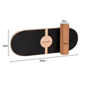 Balance Board For Adults And Kids Wooden Roller Board Gymnastics Training And Coordination Exercises Fitness Yoga Stability Sport Physiotherapy Workout - Available with mat and without mat, Natural