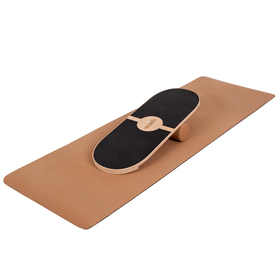 Balance Board For Adults And Kids Wooden Roller Board Gymnastics Training And Coordination Exercises Fitness Yoga Stability Sport Physiotherapy Workout - Available with mat and without mat, Natural