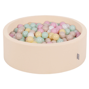 KiddyMoon Baby Foam Ball Pit with Balls 7cm /  2.75in, Beige:  Pastel Beige/ Pastel Yellow/ White/ Mint/ Powder Pink