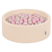 KiddyMoon Baby Foam Ball Pit with Balls 7cm /  2.75in, Beige:  Pastel Beige/ Powder Pink/ Pearl