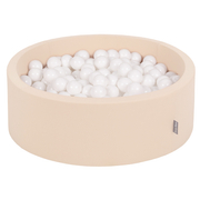 KiddyMoon Baby Foam Ball Pit with Balls 7cm /  2.75in, Beige:  White