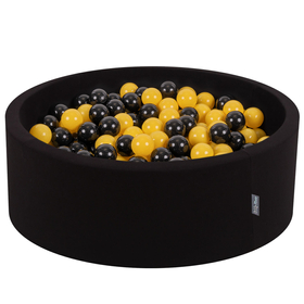 KiddyMoon Baby Foam Ball Pit with Balls 7cm /  2.75in Certified made in EU, Bee:  Black/ Yellow