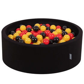 KiddyMoon Baby Foam Ball Pit with Balls 7cm /  2.75in Certified made in EU, Belgium:  Black/ Yellow/ Red