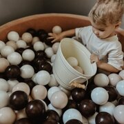 KiddyMoon Baby Foam Ball Pit with Balls 7cm /  2.75in Certified made in EU, Coffee:  White/ Pastel Beige/ Brown