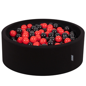 KiddyMoon Baby Foam Ball Pit with Balls 7cm /  2.75in Certified made in EU, Ladybird:  Black/ Red