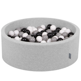 KiddyMoon Baby Foam Ball Pit with Balls 7cm /  2.75in Certified made in EU, Light Grey: White/ Black/ Grey