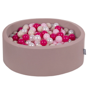 KiddyMoon Baby Foam Ball Pit with Balls 7cm /  2.75in, Heather: Pastel Beige/ Light Pink/ Pearl/ Dark Pink