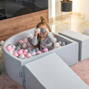 KiddyMoon Baby Foam Ball Pit with Balls 7cm /  2.75in, Heather: Pastel Beige/ White/ Pearl