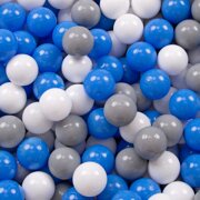 KiddyMoon Baby Foam Ball Pit with Balls 7cm /  2.75in Made in EU, D.Blue: Grey/ White/ Blue